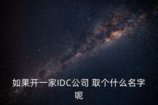 智慧大数据平台取名字，如果开一家IDC公司 取个什么名字呢