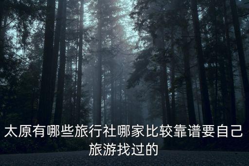太原有哪些旅行社哪家比较靠谱要自己旅游找过的